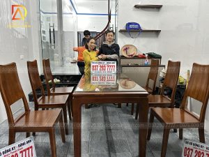 Bộ Bàn Ghế Hiện Đại Nguyên Khối 6 ghế - gỗ gõ đỏ