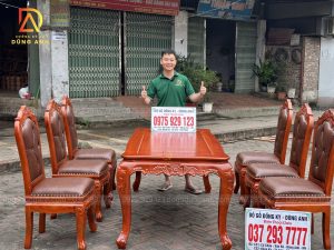 Bộ Bàn Ghế Củ Lạc Vip + Ghế Hoa Lá Tây kiểu Pháp Xịn Xò