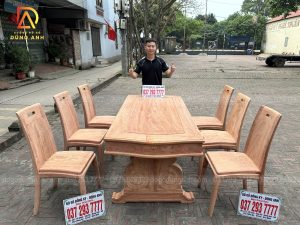 Bộ Sản Phẩm 6 Ghế Hiện Đại + Bàn Chữ Nhật Vén Cong Vân Veo Siêu Đỉnh