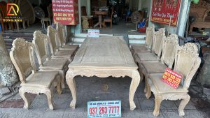 Bộ Sản Phẩm 8 Ghế Hoàng Gia + Bàn Củ Lạc 2m17 - Gỗ Gõ Đỏ Nam Phi