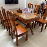 Bàn giao Mẫu Bàn Ghế Ăn 6 Ghế Triện Thọ + Bàn Bầu Dục Yếm Vén- gỗ Gõ Đỏ