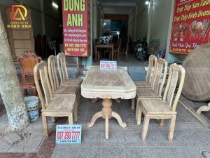 Mẫu Bàn Ghế Ăn 6 Ghế Triện Thọ + Bàn Bầu Dục Yếm Vén - Gỗ Gõ Đỏ Nam Phi
