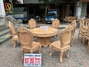 Siêu Phẩm 6 ghế Louis Hoàng Gia Tân cổ điển kiểu Pháp + bàn tròn đục Trống Đồng Đông Sơn - gỗ Gõ đỏ