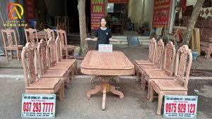 Bộ 8 Ghế Hồng Nho + bàn chữ nhật ( gỗ hương đá )