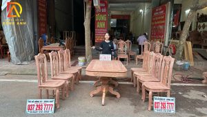 Bộ 8 Ghế Cây Đàn + Bàn Chữ Nhật ( gỗ hương đá )