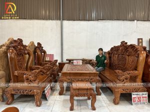 Đồ Gỗ Dũng Anh | Bộ Nghê Bảo Đỉnh Cột 14 Chân 14 - 6 Món - Gỗ Hương Đá