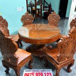 Bàn giao SIÊU PHẨM 6 ghế Louis Caro Tân Cổ + bàn tròn nguyên khối - Gia đình bác Tuấn ( Vĩnh Phúc )