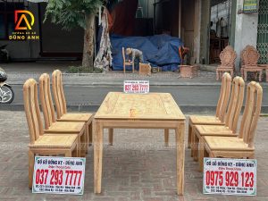 Đồ Gỗ Dũng Anh | Bộ 6 ghế Triện Thọ + Bàn chữ nhật - gỗ Gõ Đỏ VIP
