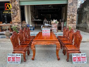 Đồ Gỗ Dũng Anh | Bộ 8 ghế Louis Hoàng Gia + bàn củ lạc sang trọng - gỗ Hương đá