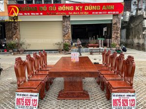 Đồ Gỗ Dũng Anh | Bộ 10 ghế Louis Tân cổ điển + bàn nguyên khối - gỗ Hương đá