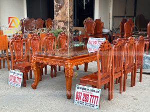 Đồ Gỗ Dũng Anh| Bộ 8 ghế Hoa Cúc + bàn củ lạc sang trọng
