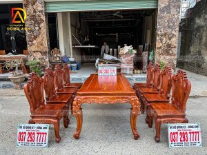 Đồ Gỗ Dũng Anh| Bộ 8 ghế louis hoàng gia + bàn củ lạc sang trọng - gỗ Gõ đỏ