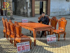 Đồ Gỗ Dũng Anh | Bộ 8 Ghế Hoàng Gia kết hợp Bàn Củ Lạc ( MS05 )