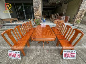 Đồ Gỗ Dũng Anh | [Hoàn Thiện] Bộ 10 Ghế Triện Thọ kết hợp Bàn Chữ Nhật Yếm Bo của ( Anh Luận - Hải Phòng ) | Gỗ Gõ Đỏ