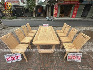 Đồ Gỗ Dũng Anh | Bộ sản phẩm 8 ghế hiện đại ( Cong ) + bàn chân trụ chữ U - Gỗ gõ đỏ pachy