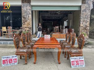 Đồ Gỗ Dũng Anh | Bộ 8 ghế louis Nữ Hoàng Bọc Đệm + bàn củ lạc