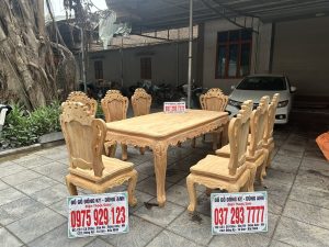 Đồ Gỗ Dũng Anh | Bộ 8 ghế Louis Hoàng Gia + Bàn củ lạc sang trọng – gỗ Gõ Đỏ