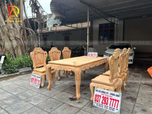 Đồ Gỗ Dũng Anh | Bộ 6 ghế Louis Hoàng Gia + Bàn củ lạc sang trọng - gỗ Gõ Đỏ