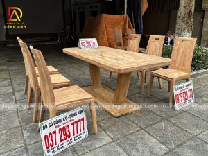 Đồ Gỗ Dũng Anh | Mẫu Bàn Ăn 6 Ghế Hiện Đại ( Cong ) + Bàn Chữ Nhật Chân Thuyền Ng.khối – Gỗ Hương Đá