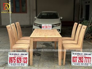 Đồ Gỗ Dũng Anh | Bộ sản phẩm 6 Ghế Hiện Đại ( Cong ) - Bàn Chữ nhật 4 chân Gỗ Hương Đá