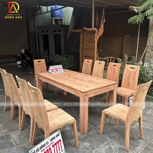 Đồ Gỗ Dũng Anh | Bộ sản phẩm 10 Ghế Hiện Đại ( Cong ) - Bàn Chữ nhật 4 chân Gỗ Hương Đá