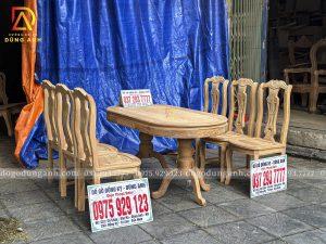 Đồ Gỗ Dũng Anh | Bộ sản phẩm 8 Ghế Cây Đàn Cong S - Bàn Oval đẹp - Gỗ gõ đỏ