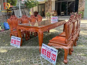 Đồ Gỗ Dũng Anh | Mẫu Hàng Đặt Riêng Bộ sản phẩm 8 Ghế Louis Hoàng Gia + Bàn Củ Lạc  - Gỗ Hương Đá