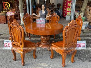 Đồ Gỗ Dũng Anh | Bộ 6Ghế Louis Hoa Hồng & Bàn Nguyên Khối – Vẻ Đẹp Sang Trọng Vượt Thời Gian