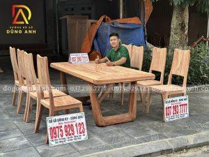 Đồ Gỗ Dũng Anh | Lên sóng hàng mộc thô bộ 8 Ghế Ba Tiêu kết hợp Bàn Chữ Nhật bo góc của bác Dũng – Phú Thọ