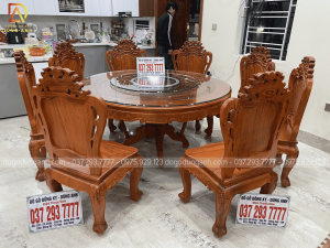 Đồ Gỗ Dũng Anh | Bàn Giao bộ bàn tròn đục TRỐNG ĐỒNG và 10 ghế louis cho anh Trường ở ( Trương Mĩ- Hà Nội).