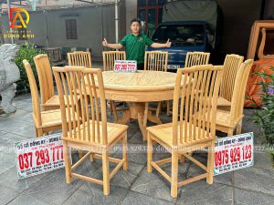 Đồ Gỗ Dũng Anh | Lên sóng hàng mộc thô bộ 10 Ghế Triện Song kết hợp Bàn Tròn Siêu Đẹp của anh Huy – Bắc Giang
