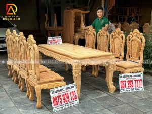Đồ Gỗ Dũng Anh | Bộ 8 Ghế Louis Hoa Hồng Kết Hợp Bàn Củ Lạc Siêu VIP – Hàng Đặt Riêng