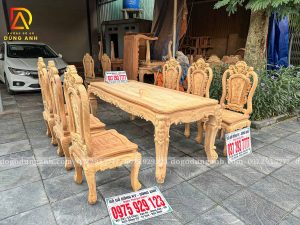 Đồ Gỗ Dũng Anh | Bộ Bàn Ăn 6 Ghế Louis Hoa Hồng Kết Hợp Bàn Củ Lạc Hàng Đặt - Gỗ Gõ Đỏ