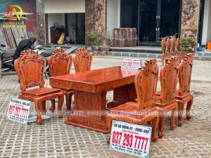 Đồ Gỗ Dũng Anh | Hoàn Thiện Siêu Phẩm Bàn Ăn 6 Ghế Louis Hoàng Gia  – Bàn Nguyên Khối Cho Cô Tuyết (Hà Nội)