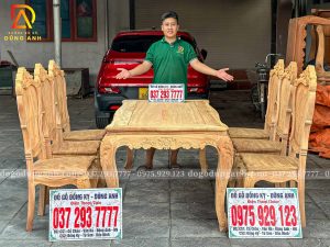 Đồ Gỗ Dũng Anh | Bộ Bàn Ăn 6 Ghế Louis Hoàng Gia Đế Vương Kết Hợp Bàn Củ Lạc Siêu Đẹp - Gỗ Gõ Đỏ