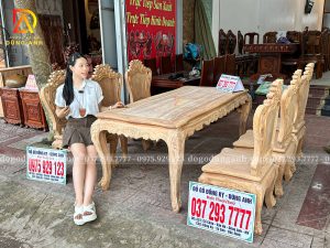 Đồ Gỗ Dũng Anh | Bộ Bàn Ăn 6 Ghế Louis Hoàng Gia Kết Hợp Bàn Củ Lạc - Gỗ Gõ Đỏ Pachy