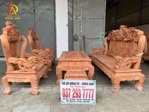 Đồ Gỗ Dũng Anh | Minh Quốc Nghê Thái Tử Phượng Hóa – Cột 14 chân 14, liền khối Gỗ Hương Đá