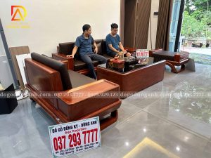 Đồ Gỗ Dũng Anh |  Bàn giao Bộ Sofa Zito Chân Thuyền 4 Món ( kèm đệm) cho gia đình anh chị Phương Thảo ở ( Thạch Thất )  – Gỗ Hương Đá