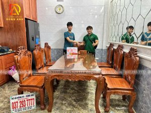 Đồ Gỗ Dũng Anh | Bàn Giao Bộ Sản Phẩm 7 Ghế Louis Hoàng Gia Kết Hợp Bàn Củ Lạc Đến Anh Huy - Hà Nội ( Gỗ Hương Đá ).