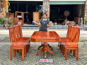 Đồ Gỗ Dũng Anh | Hàng Sẵn Tại ShowRoom Bộ 8 Ghế Triện Thọ - Bàn Chữ Nhật - Gỗ Hương Đá
