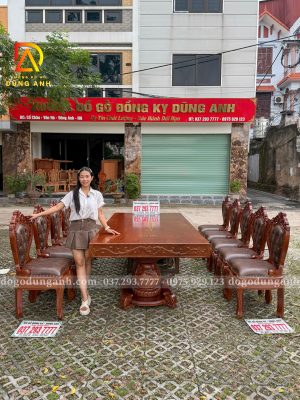 Đồ Gỗ Dũng Anh | Đơn Đặt Hàng A Hoàng Yến - Phú Thọ Bộ Bàn Nguyên Khối 10 Ghế Louis Nữ Hoàng Bọc Đệm Da Carola
