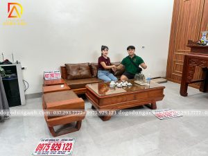 Đồ Gỗ Dũng Anh l Bàn giao Bộ Sofa Zito Chân Thuyền 3 Món ( kèm đệm) cho gia đình chị Bắc ở Yên Phong ( Bắc Ninh )- Gỗ Hương Đá Hàng Tuyển Vân 