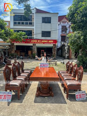 Đồ Gỗ Dũng Anh | Bộ 8 Ghế Louis Bọc Da Carola kết hợp Bàn Chữ Nhật Nguyên Khối - Hàng Đặt của anh Nam , Hải Phòng