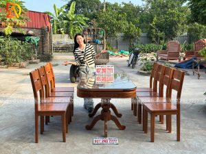 Đồ Gỗ Dũng Anh | Hàng Sẵn Tại ShowRoom Bộ 8 Ghế Hiện Đại - Bàn Chữ Nhật - Gỗ Gõ Đỏ