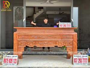 Đồ Gỗ Dũng Anh l Hoàn Thiện Sơn PU - Mẫu Ban Thờ Gia Tiên Triện Sen - Gỗ Hương Đá