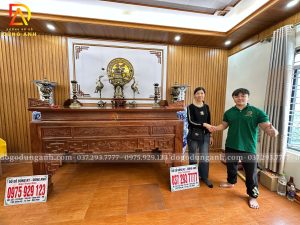 Đồ Gỗ Dũng Anh l Bàn Giao Cô Lâm ( Phù Lỗ - Sóc Sơn ) - Mẫu Ban Thờ Gia Tiên Triện Sen - Gỗ Hương Đá