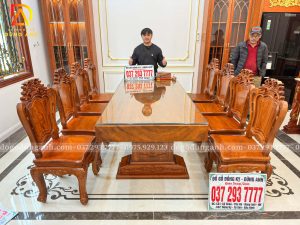Đồ Gỗ Dũng Anh | Bàn Giao Bộ Bàn Ăn 8 Ghế Louis Hoàng Gia - Bàn Chữ Nhật Nguyên khối - Cho Chị Trang - Ninh Bình