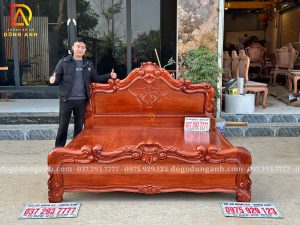 Đồ Gỗ Dũng Anh | Hoàn Thiện Sơn PU - Mẫu Giường Hoa Lá Cây - Chất liệu Gỗ Hương Đá