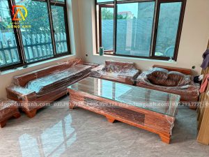 Đồ Gỗ Dũng Anh | Bàn Giao Combo Bộ Sofa Zito 5 Món & Bàn Ăn Tròn 6 Ghế Gỗ Hương Đá Cao Cấp