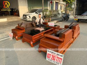 Đồ Gỗ Dũng Anh | bộ sản phẩm Sofa Zito Ghế Đối 5 món chân đùi gà - Gỗ Hương Đá